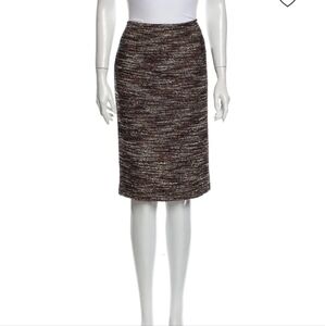 Lafayette 148 Tweed Midi Skirt Zip Split